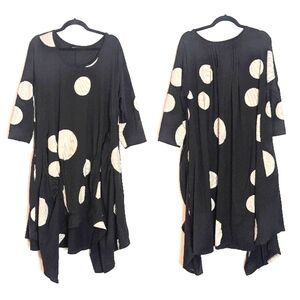 Snapdragon & Twig Asymmetrical Dotted Midi Dress Lagenlook Size L